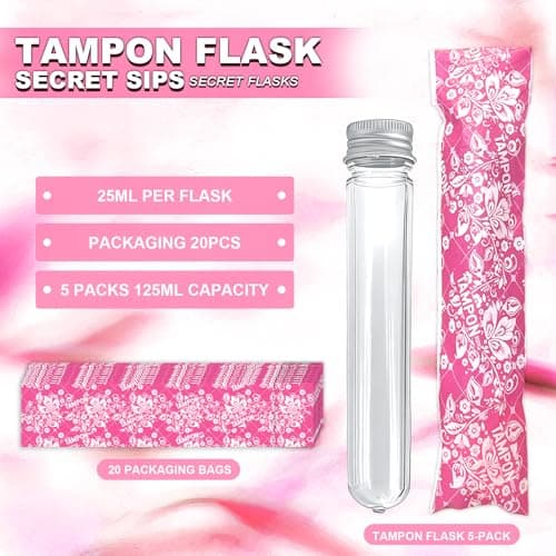 Secret Flask Best Hidden Alcohol Containers Discreet Festival Hidden Flasks for Women with 5 Pcs 25ML Tubes and 20 Pcs Tampon Wrappers Perfect for Parties and Events Sneak Alcohol — view 2