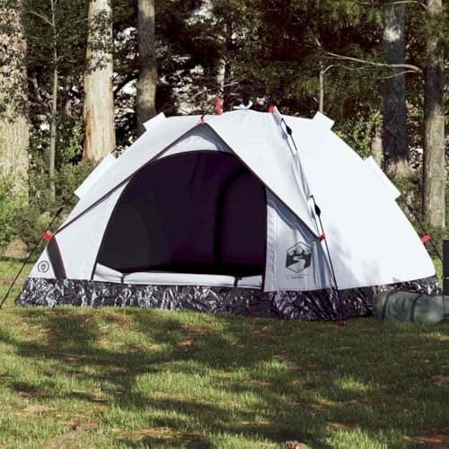 Ziaphsol Dome Camping Tent for 3 People White Darkened, Waterproof Family Tent with Quick Release, Ventilated, with E Connection, Lightweight Pack Size for Outdoor, Trekking and Festival