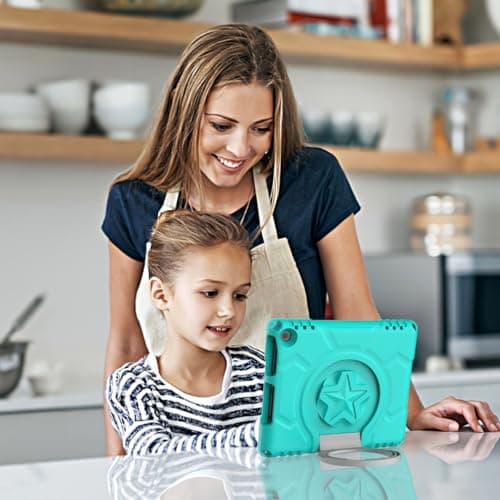 Mansiruyi Tablet Case for 8Tablets,Not Fits Sony TCL 8 inch Tablets, Mansiruyi Lightweight Two-angle Kids Case with Handle Stand - Turquoise — view 2