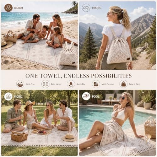 YOMOZEM 2 in 1 Beach Towel Bag Convertible Microfibre Backpack For Adults — view 4