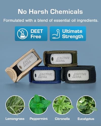 Active Era Mosquito Repellent Bracelet & Bands, Refillable Fabric Insect Wristbands, 4 Bracelets & 8 Pods, Adults & Kids 3+ — DEET-Free Citronella, Camping, Hiking, Travel Essentials (Multicoloured) — view 5