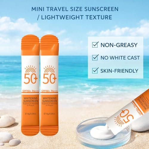 32Pcs Mini Travel Size Sunscreen,Mini Sun Cream for Face & Body,Natural Sunscreen SPF 50,Waterproof Sun Lotion with Refreshing Texture,Portable Mini Sunscreen for Sun Protection,8g per piece — view 6