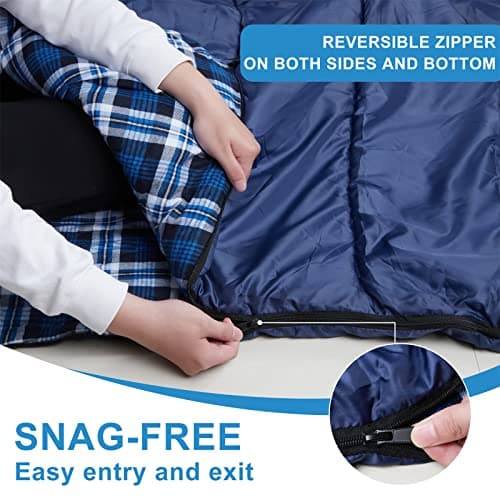 Agemore Cotton Flannel Double Sleeping Bag For Camping, Backpacking, Or Hiking. Queen Size 2 Person Waterproof Sleeping Bag For Adults Or Teens. Truck, Tent, Or Sleeping Pad, Lightweight — view 5