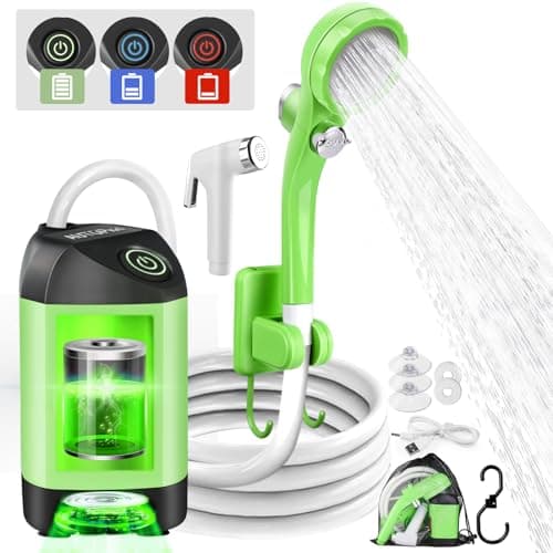 AUTOPkio Portable Outdoor Shower, Upgraded Camp Shower with Pump & 4500mAh