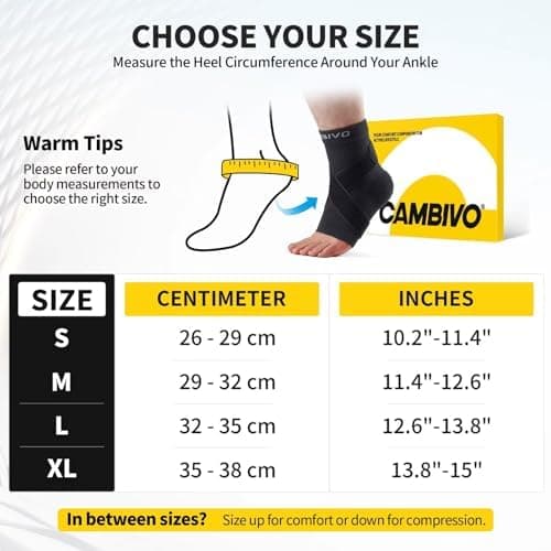 CAMBIVO 2-Pack Ankle Support, Ankle Brace with Adjustable Strap, Black, M — view 3