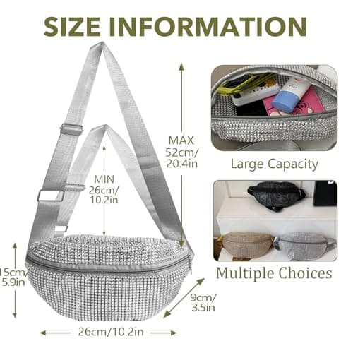 Hernin Sequined Fanny Pack for Women Shiny Waist Belt Bag Glitter Waist Bag with Adjustable Strap Sequin Bum Bag for Running Hiking Traveling Outdoors (Style 2-Gold) — view 3