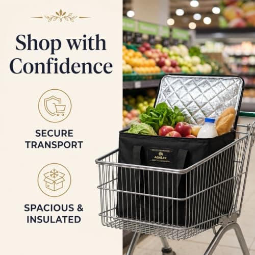 Adalex Global 26L Cool Bag Cooler Bag and Cooler Box, Insulated Food Delivery for Uber Eats, Thermal for Hot and Frozen Food, Picnic and Grocery Delivery, Freezer Shopping (22x30x40cm 26l Black, XL) — view 6