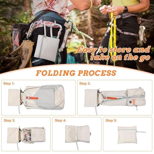Ameble Ultra-Light Foldable Small Hiking Backpack, Packable Daypack with Multi-Pockets, Lightweight Travel Backpack for Camping, Running, Hiking, Outdoor, Beige (18x5x11 In) — view 2