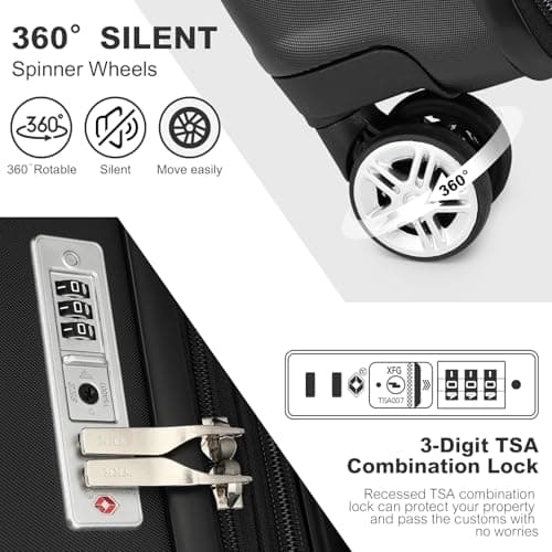 Kono 28 Inch Large Suitcase Expandable ABS+PC Hard Shell Checked Luggage — view 3