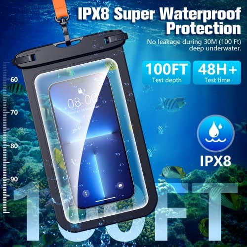 HWeggo Waterproof Phone Pouch,10.5'' Extra Large IPX8 Waterproof Phone Case with Lanyard Compatible with iPhone 16 Pro Max/15/14/13/12,Samsung S24 Ultra etc(Suitable for Most Phone Models) Black*2 — view 2