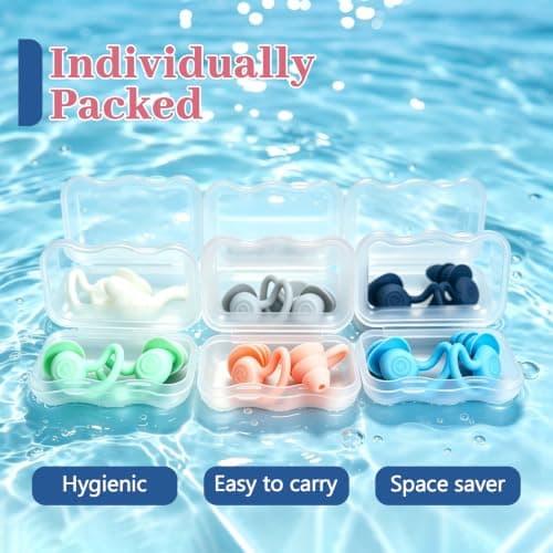 6 Pairs Swimming Ear Plugs Adults, Ear Plugs for Sleeping, Silicone Plugs — view 2