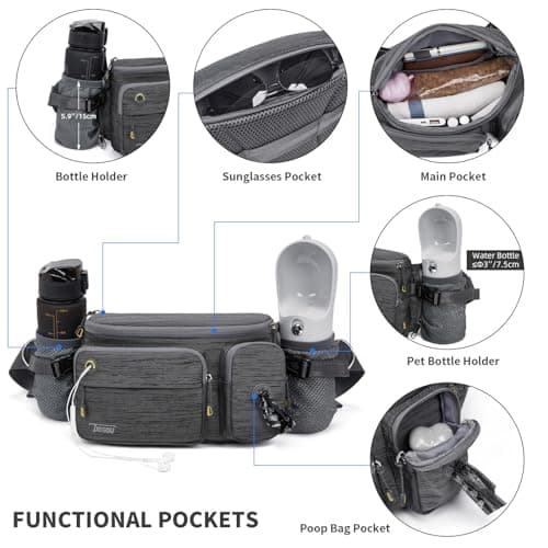 TUDEQU Large Hiking Waist Pack | Dog Walking Fanny Pack | Bum Bag for Men — view 5