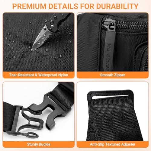 YINKIGI Black Bum Bag, Waterproof Bumbags for Ladies & Men with Card Holder — view 5