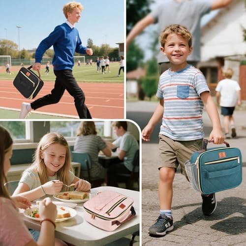 Genteen Lunch Box for Men Women Adults Kids - Insulated Lunchbox Reusable, Zip Closure & Buckle Handle, Portable Cooler for Work, School, Travel (Teal) — view 2