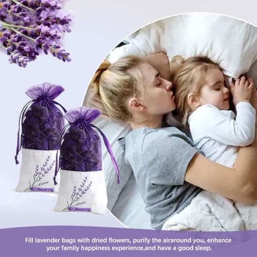 40 Pcs Empty Lavender Bags for Wardrobes, Premium Muslin Empty Sachets Bags with Drawstring, Breathable Cotton Fragrance Pouches for Closet, Potpourri, Drawers, Car & Shoes — view 5