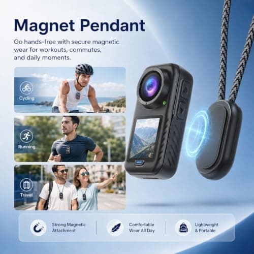 SOPPY 4K Magnetic Action Camera, Wearable Camera with Dual Touch Screens — view 3