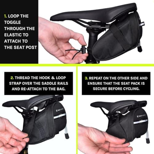 VeloChampion Bike Saddle Bag, 1 Litre Bicycle Travel Bag, Black — view 2