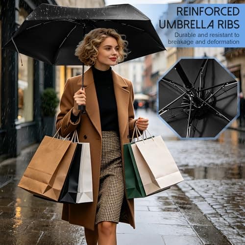 JZWIN Portable Mini Umbrella,6 Ribs Mini UV Folding Sun Umbrella,Windproof Rain Protection With Capsule Case,Pocket Portability Mini Emergency Rain Gear for Adult Women Men Travel Office Car — view 5