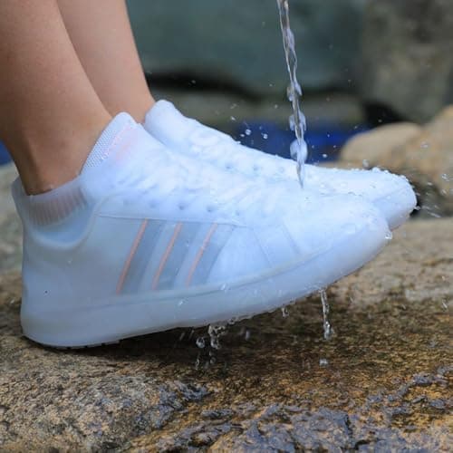 RXKFIGX 2 pairs Silicone Waterproof Shoe Covers,Reusable Upgraded Overshoes Resistant Rain Boots Non-Slip Washable Protection Cover,Waterproof Resistant Silicone Overshoes Rain Shoes Cover Boot(M) — view 3