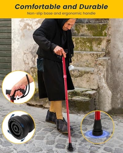 Walking Stick for Women, Adjustable Folding Walking Sticks for 5.2FT-6.1FT Ladies, 5-Section Different Size Collapsible Cane for Elderly — view 4