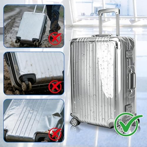 ASelected Suitcase Cover Protector 28 Inch, Clear PVC Suitcase Cover Protectors for Wheeled Suitcase, Waterproof Suitcase Protector for Business Trip Daily Using — view 5