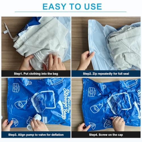 Hifree Travel Vacuum Storage Bags, with Cordless Pump, 12Pcs, S/M/L — view 6