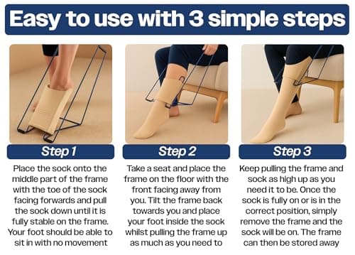 Aidapt Tall Sock and Stocking Aid Helper.Compression Sock,Tights,Hosiery,Reduces Bending,Strong Wire Frame,Mobility,Elderly,Disability — view 3