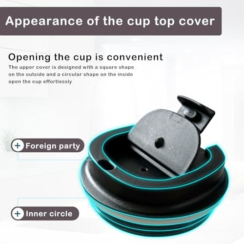 Senshuomy Travel Mug, Insulated Coffee Cup with Leakproof Lid(Black/510ml) — view 6