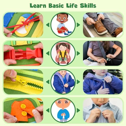 Busy Board Montessori Toys for Toddlers: Busy Book for 3-5 Year Old, Green — view 4