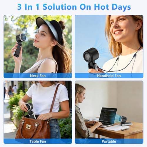 LKV Portable Handheld Turbo Fan 5-Speed USB-C Rechargeable Cordless Black — view 6