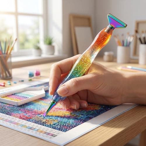 Diamond Painting Pen Kit, Ergonomic Resin Diamond Art Pens with 13 Metal Tips, Multi Placer Drill Pen Set for DIY Diamond Painting Accessories with Storage Box & Wax (Pink & Rose Gold) — view 5