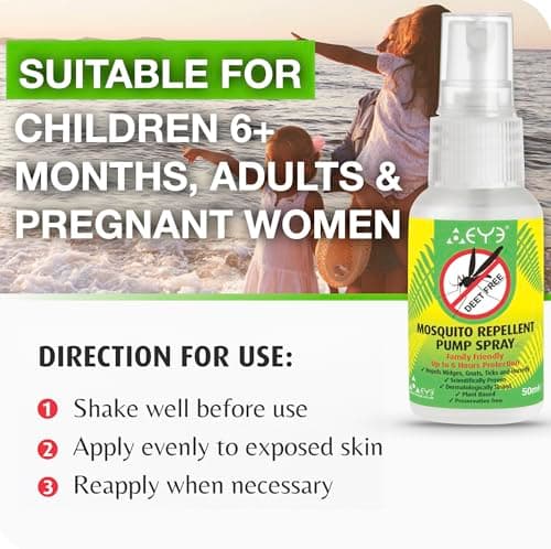 THEYE Natural Mosquito and Insect Repellent Spray, DEET Free Plant Based Citrepel Pump Spray, Long Lasting 6 Hour Protection, Skin Friendly, Travel Size, 2 x 50ml — view 6