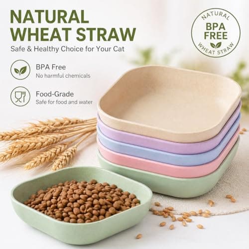 Cat Bowls, Zoenif 10 Pack Whisker Friendly Cat Dishes with Storage, Pink — view 2
