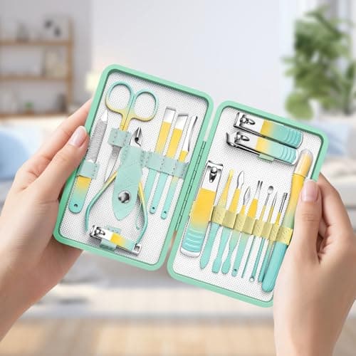 UNUSVERUM Manicure Set 18PCS Professional Nail Care Kit, Stainless Steel Pedicure Care Tools with Travel Case, Nail Clipper Set Gift for Women Wife Parents — view 4