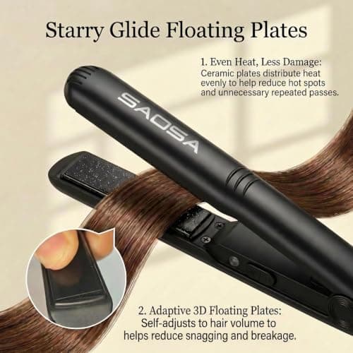 SAOSA Mini Hair Straighteners for Short Hair & Fringe, 1.8cm Ceramic Small Straightener, 2-in-1 Travel Hair Styler, Dual Voltage 100–240V, UK Plug, 210°C Fast Heat-Up, Pouch, Black — view 4