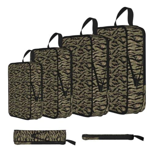 Tiger Stripe Camo Print 4 Set Compression Packing Cubes for Suitcases,Expandable Storage Bags Organizers — view 2