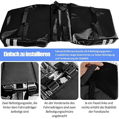 Tyuodna 30L Waterproof Bike Pannier Bag, Double Rear Rack Bags with Reflective Stripe, for Commute, Travel and Picnic (Red) — view 6