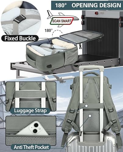 KLOSTAIN for Easyjet Cabin Bag 45x36x20 Travel Backpack Hand Luggage Carry-ons Bag Laptop Backpack Ruscksack for Airplanes Flight New Easyjet Underseat Cabin Bags Fit 14" Laptop Green — view 3