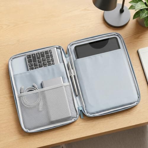 Hittriu 12.9 Inch Tablet Sleeve, Water-Resistant Tablet Case with Handle, Tablet Sleeve with 3 Compartments & Pen Holder, Protective Tablet Carry Bag for iPad Pro 12.9, School, Office & Travel (Blue) — view 4