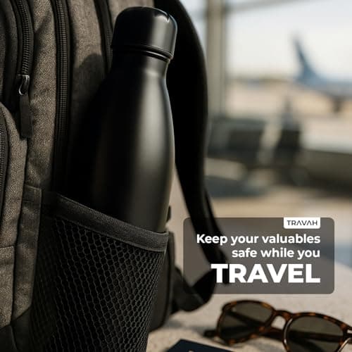 Travah Travel Water Bottle Stainless Steel with Storage for Cash, Keys, Valuables Insulated Bottle for Men and Women Hot and Cold Water Bottle Leak-Proof (Matte Black) — view 5