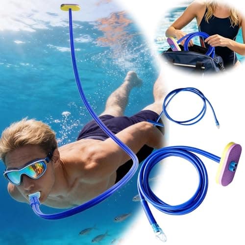 Diving Snorkel Breathing Tube, Foldable Breathing Tube for Diving Training, Easy Breathing Snorkeling Tube Lightweight Single Tube Snorkel for Spearfishing Swim Training Equipment (Double tube, 3m) — view 6
