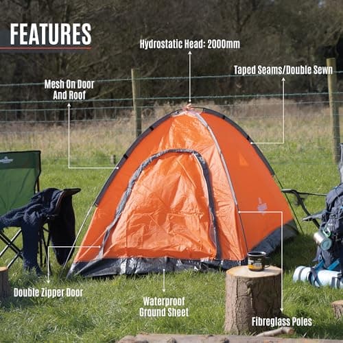 Milestone Camping 18829 Dome Tent/Sleeps 1 Person/Water Resistant/Portable Carry Bag Included/Double Zipper Door & Mesh Window / 100cm x 120cm x 200cm — view 5