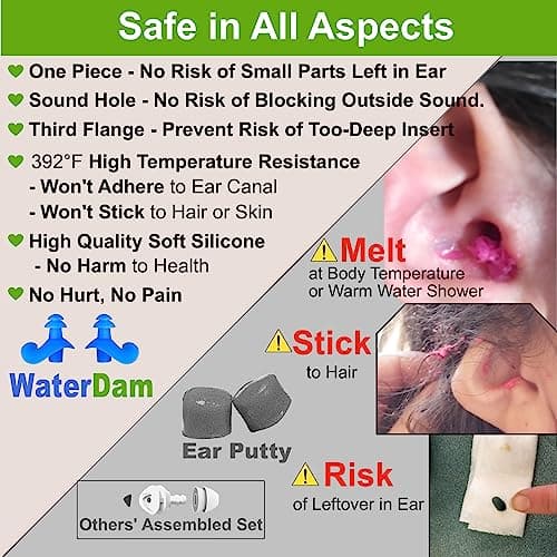 WaterDam Ultra Comfy Swim Earplugs - Great Waterproof Swim Earplugs Prevent Swimmer's Ear (Size 1A+1: Toddler Little Kids 10m-6yrs & ExtraSmall Ear Women&Teens) — view 3