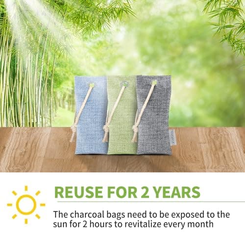 CLEVAST Bamboo Charcoal Air Purifying Bags (6×75g), Removes Odors and Moisture, Nature Fresh Air Purifier Bags, Deodorizer Eliminator, Purifier for Closet, Shoe, Large Room, Car Air freshener — view 5