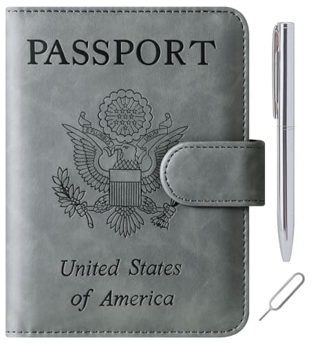 LOHASLIFE Passport Holder for Travel, Rfid Blocking Passport Cover Wallet, 120#Grey, Passport Wallet