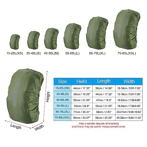 PATIKIL Waterproof Backpack Rain Cover 40-50L M Olive — view 2