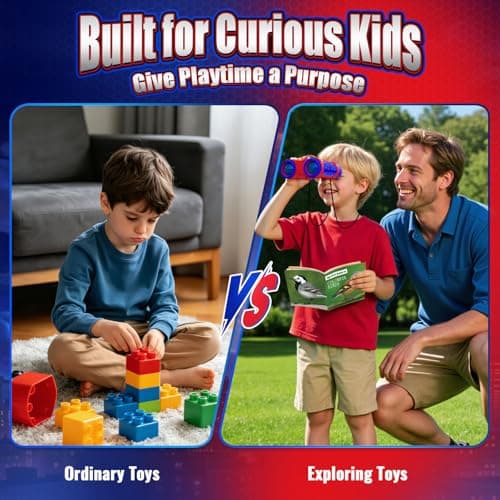 Toys for 3-12 Year Old Boys, Binoculars Kids with Compass & Bird Watching Manual, Outdoor Garden Toys Boy Toy Kids Toy Age 3 4 5 6 7 9, Boy Gifts Toddler Birthday Present Easter Gifts for Kid — view 5