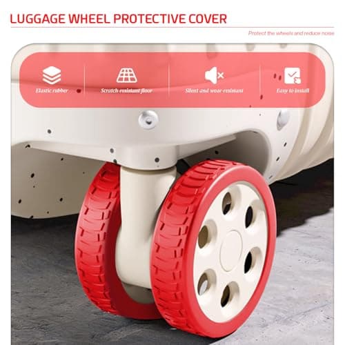 YMWALK 8 Pack Silicone Luggage Wheel Covers, Durable Anti-Scratch Travel Suitcase Wheel Protectors, Portable 2 Inch Luggage Spinner Wheel Covers Mute for Most Caster Wheels (Red) — view 3