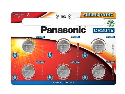 Panasonic CR2016 non-rechargeable battery (Lithium, Stainless steel) pack of 6