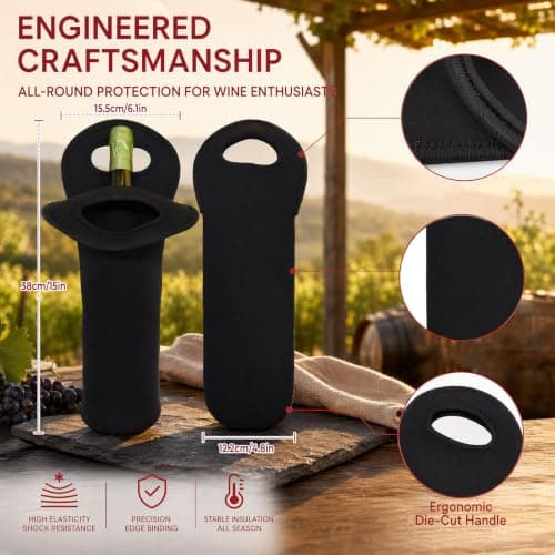 2 Pack Neoprene Bottle Carrier Tote, Insulated Wine Cooler Bag — view 2